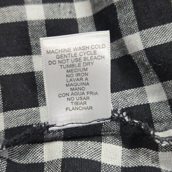 Love Tree Black White Check Button‎ Up Shirt L Long Sleeve Cotton Flannel - Picture 8 of 10